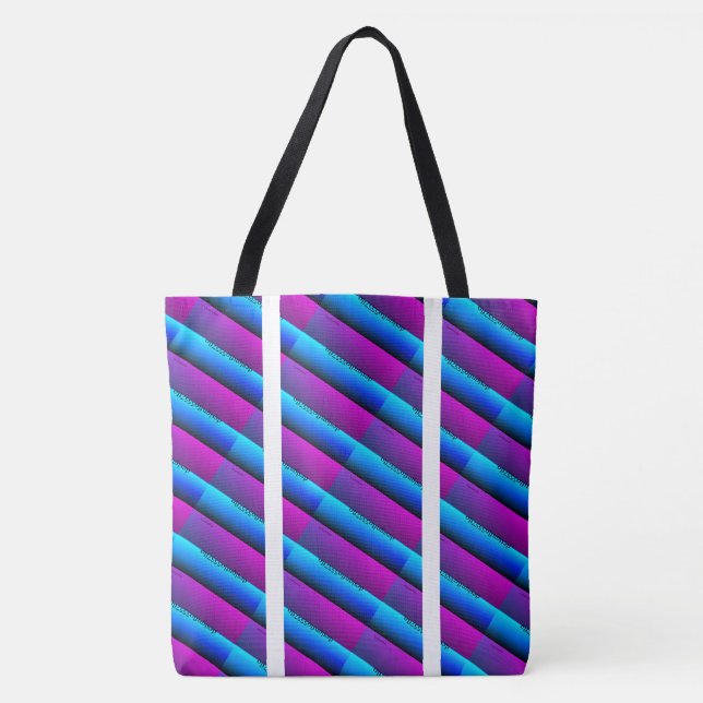 Bolsa Tote DESENHAR MODERN abstrato em azul púrpura branco-cl (Frente)