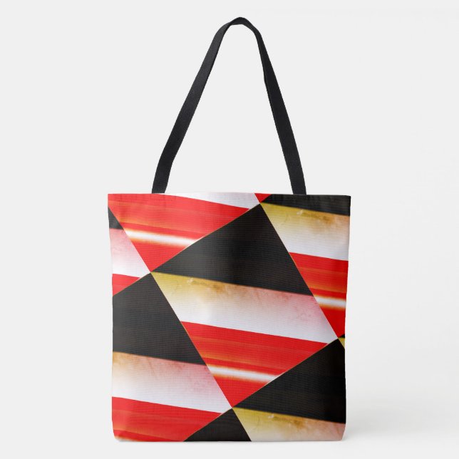 Bolsa Tote DESENHAR MODERN abstrato em preto-branco-vermelho- (Frente)