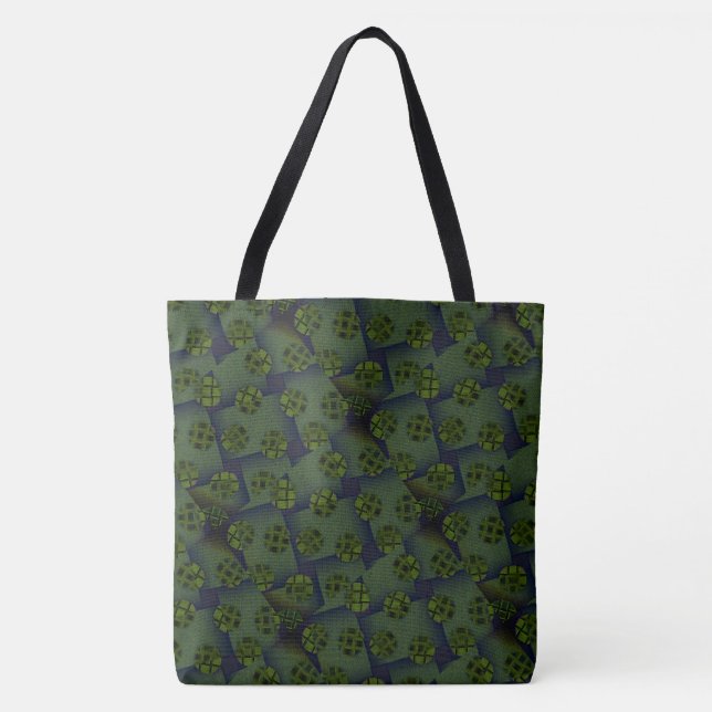 Bolsa Tote DESENHAR MODERN abstrato em preto-verde-escuro-pro (Frente)