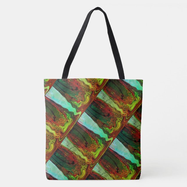Bolsa Tote DESENHAR MODERN abstrato em verde-azul-vermelho-ve (Frente)
