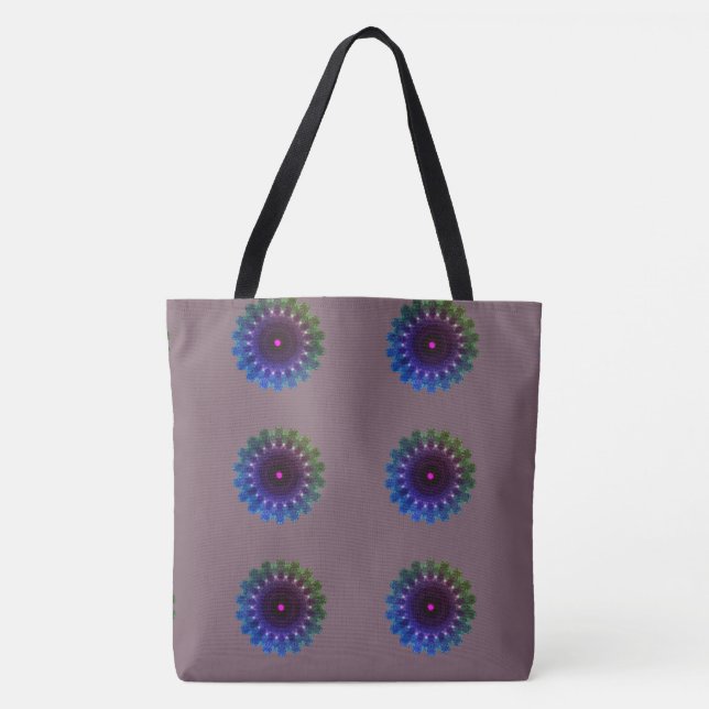 Bolsa Tote DESENHAR MODERN em cor: #7D616C-azul-rosa (Frente)