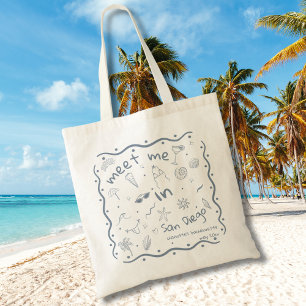 Bolsa Tote Desenho à Mão Encontro Costeiro em Localização Bac