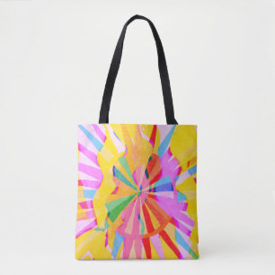 Bolsa Tote Desenho abstrato criativo, fundo colorido.