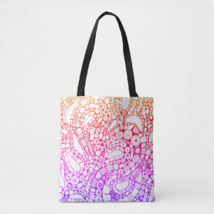Bolsa Tote Desenho Abstrato de Círculos Ondulados Multicolori