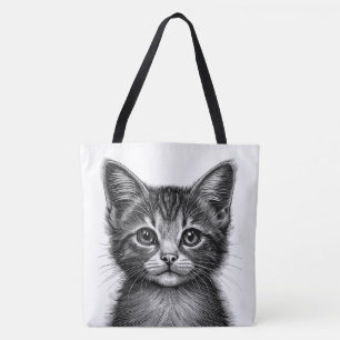 Bolsa Tote Desenho Adorável de Gato Jovem