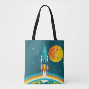 Bolsa Tote Desenho animado de foguete espacial fofo