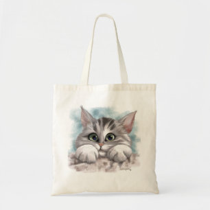 Bolsa Tote Desenho animado de gatinho cinza malhado adorável