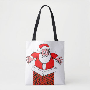 Bolsa Tote desenho animado que Papai Noel ficou preso na cham