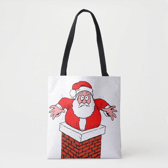 Bolsa Tote desenho animado que Papai Noel ficou preso na cham (Frente)
