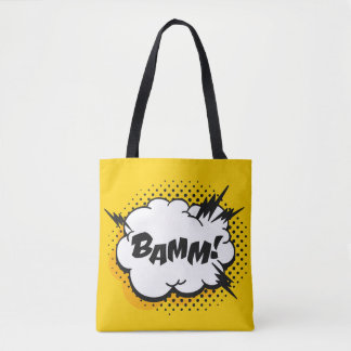 Bolsa Tote Desenho da bolha de fala com pop art com texto. Ca