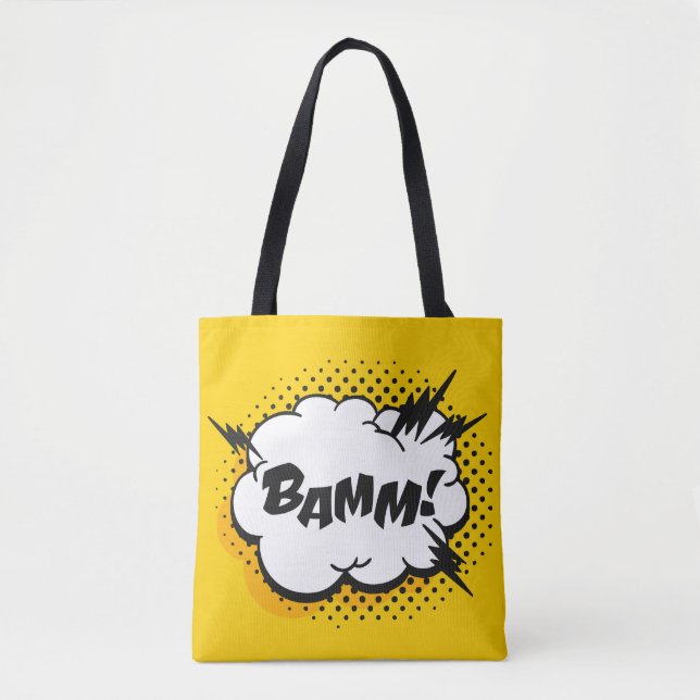 Bolsa Tote Desenho da bolha de fala com pop art com texto. Ca (Frente)