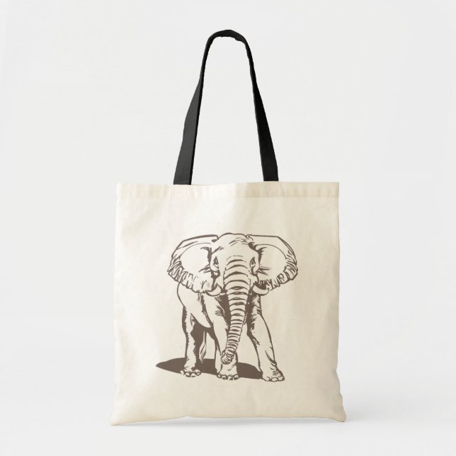 Bolsa Tote Desenho da linha elefante (Frente)
