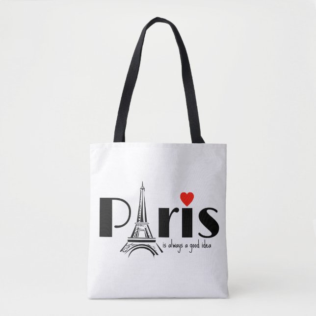 Bolsa Tote Desenho da Torre Eiffel de Paris (Frente)