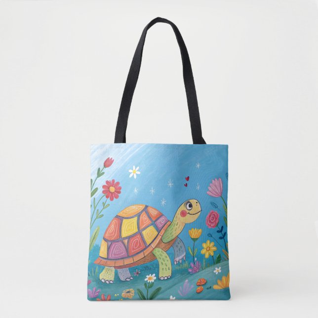 Bolsa Tote Desenho de Bebê Tartaruga (Frente)