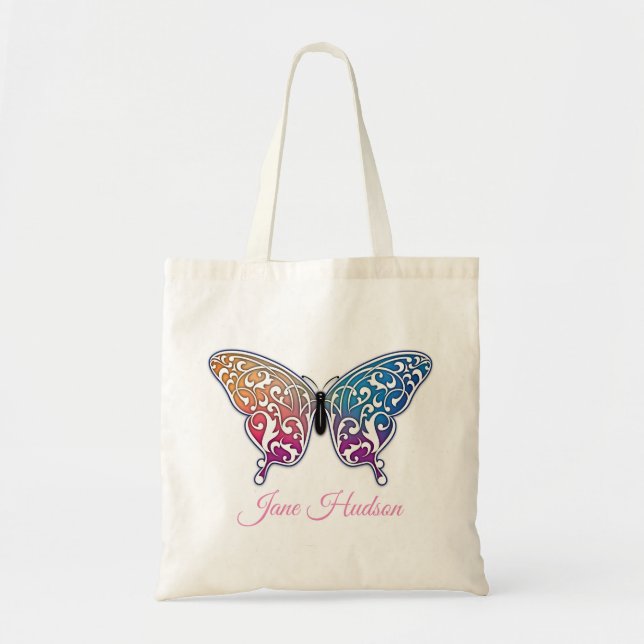 Bolsa Tote Desenho de Borboleta Elegante (Frente)