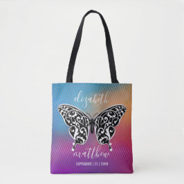 Bolsa Tote Desenho de Borboleta Elegante com Pôr do Sol Incrí