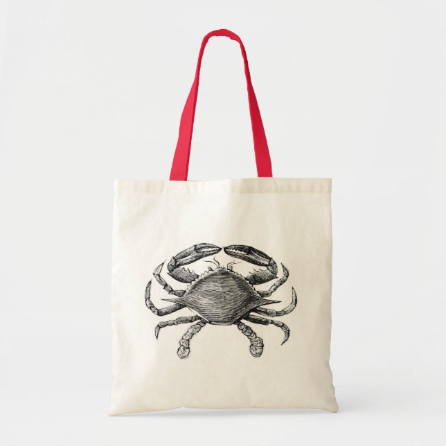 Bolsa Tote Desenho de Caranguejo Antigo (Frente)