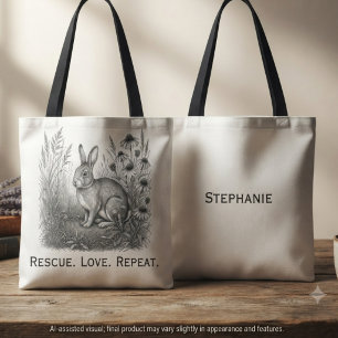 Bolsa Tote Desenho de carvão dedicado ao resgate de coelhos a