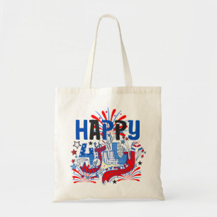 Bolsa Tote Desenho de Celebração Patriótica Feliz 4 de Julho
