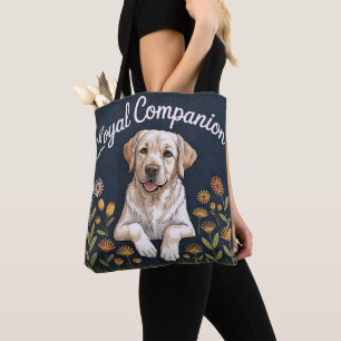 Bolsa Tote Desenho de Colcha de Labrador Retriever Dourado –