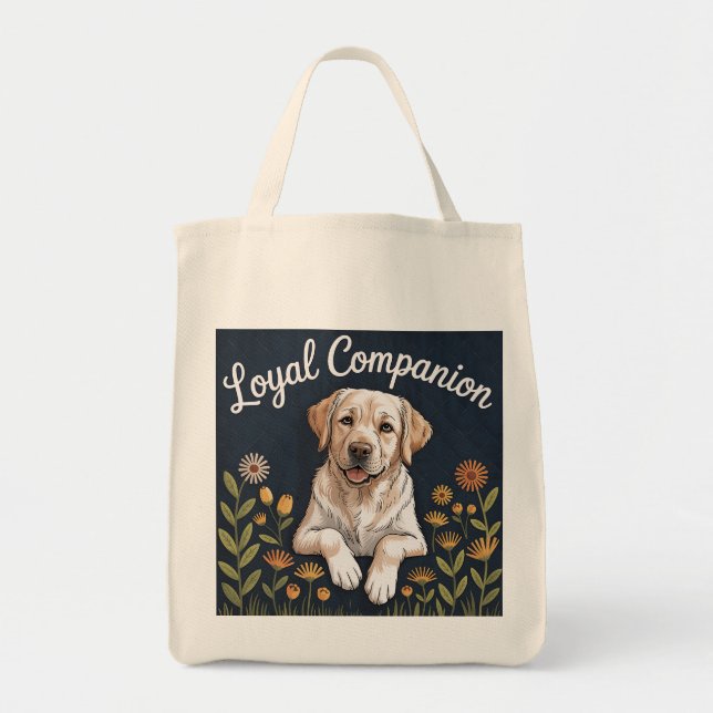Bolsa Tote Desenho de Colcha de Labrador Retriever Dourado –  (Frente)