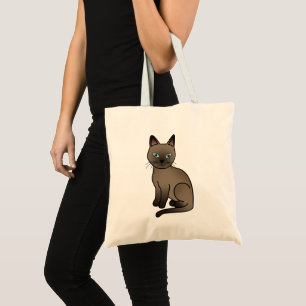 Bolsa Tote Desenho de desenho animado de gato Tonkinês de cor