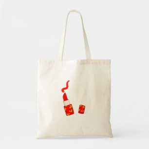 Bolsa Tote Desenho de Design Pop Art de Batom em Coração Verm