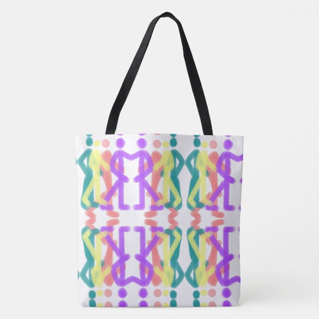 Bolsa Tote Desenho de Figuras Arco-íris (Frente)