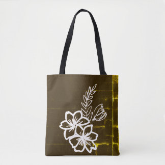 Bolsa Tote Desenho de flor escura