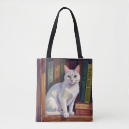 Bolsa Tote Desenho de Gato Branco
