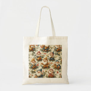 Bolsa Tote Desenho de gnomo fofo e flores