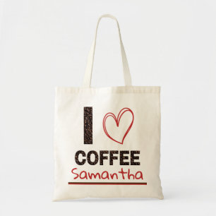 Bolsa Tote Desenho de Grão de Café com Nome Personalizado Ama