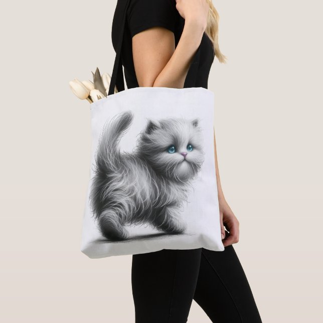 Bolsa Tote Desenho De Kitten Em Branco (Close Up)