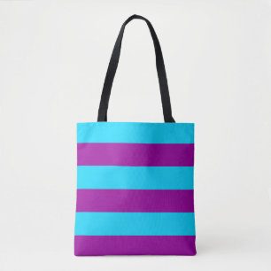 Bolsa Tote Desenho de Listras Roxas Azuis