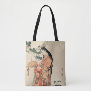 Bolsa Tote Desenho de madeira antiga da mulher japonesa