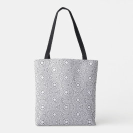 Bolsa Tote Desenho de Mandala Abstrata Sem Costura Preto e Br