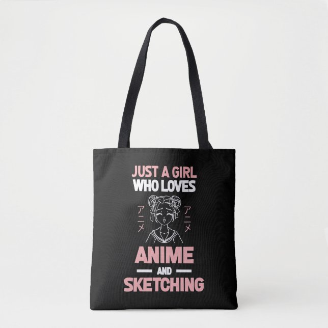 Bolsa Tote Desenho de mangá de reprodução (Frente)