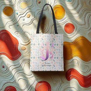 Bolsa Tote Desenho de Monograma Floral Elegante de Jenna - J