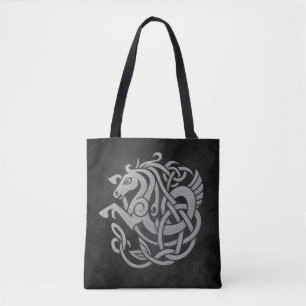 Bolsa Tote Desenho de Nó de Cavalo Mitológico Nórdico