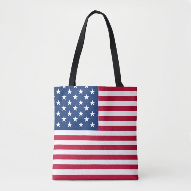 Bolsa Tote Desenho de Orgulho da Bandeira Americana dos EUA (Frente)