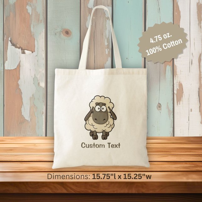 Bolsa Tote Desenho de ovelha bege (Criador carregado)