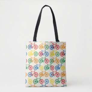 Bolsa Tote Desenho de Padrão de Bicicleta Abstrata Colorida