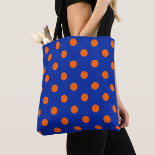 Bolsa Tote Desenho de padrão de bolinhas pontilhadas laranja