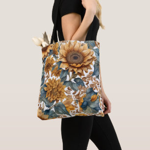 Bolsa Tote Desenho de Padrão de Girassóis Dançantes