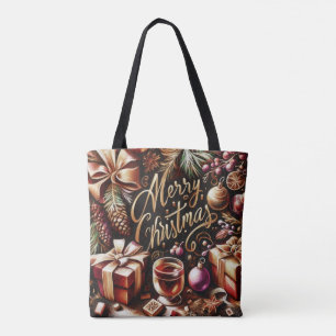 Bolsa Tote Desenho de Pastel de um Whimsical de Natal