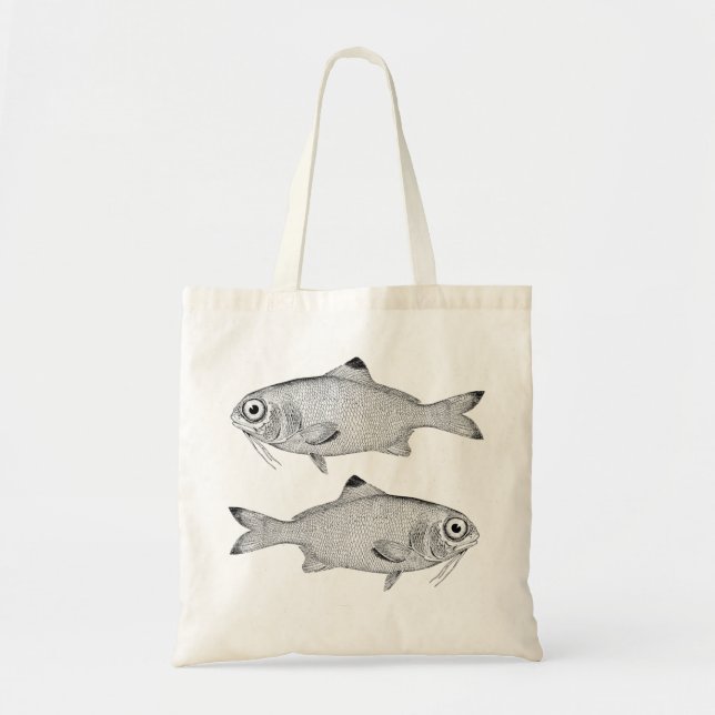Bolsa Tote Desenho de peixe-safra (Frente)