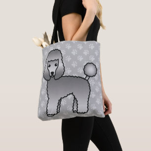 Bolsa Tote Desenho De Raça De Cachorro De Brinquedo De cinza