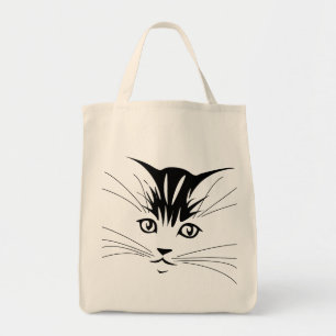 Bolsa Tote Desenho de rosto de gato