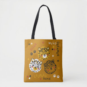 Bolsa Tote Desenho De Rosto De Gato Leopardo Bonito. Pequeno 
