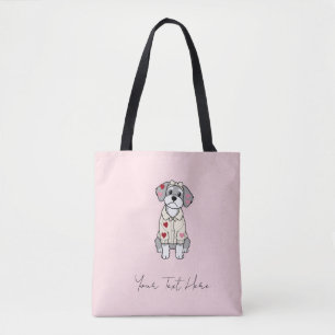 Bolsa Tote Desenho de schnauzer de coração amoroso fofo com o